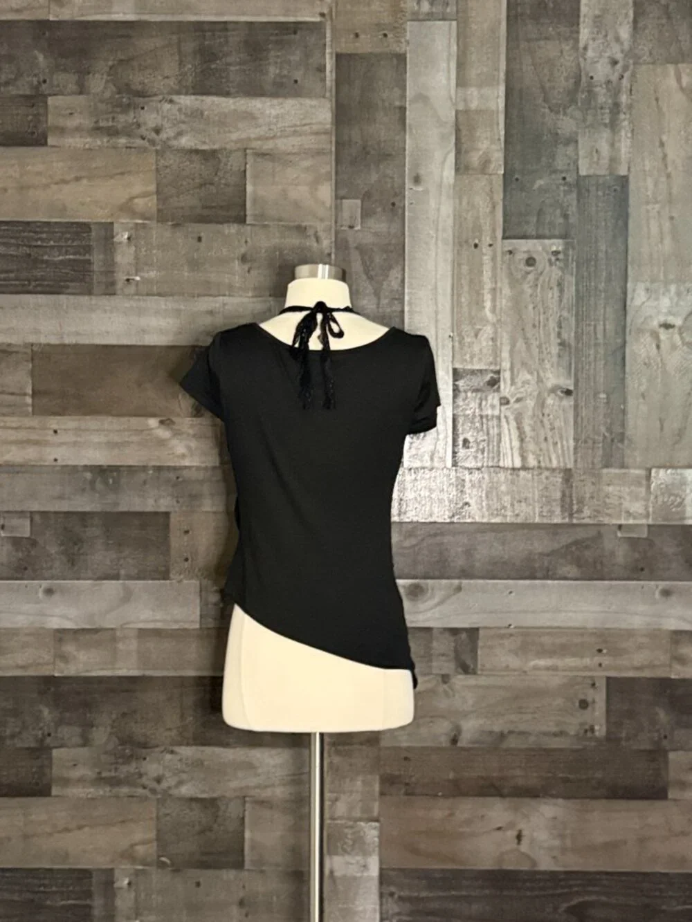 Romwe black lace ruched top girls large dark feminine 80s whimsigoth grunge emo
